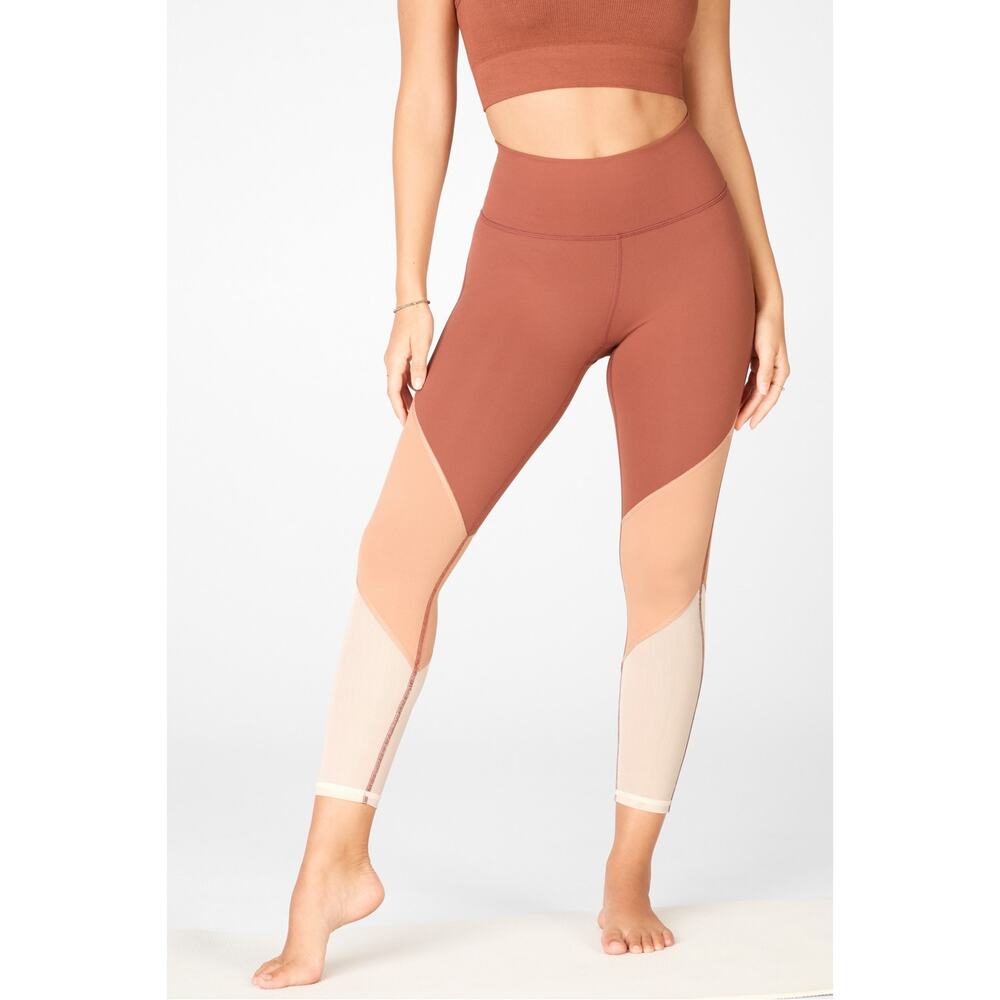 Fabletics PowerHold Zone High-Waisted 7/8 Burnt Red Pink Leggings
